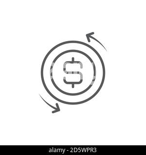 Refresh, exchange dollar vector icon symbol isolated on white background Stock Vector