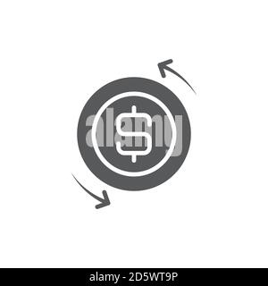 Refresh, exchange dollar vector icon symbol isolated on white background Stock Vector
