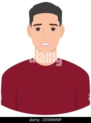 Beautiful smiling man. Male character in cartoon style. Stock Vector