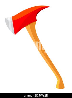 Fireman ax isolated on white background. Fire equipment in cartoon style. Stock Vector