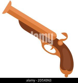 Pistol in flat style. Vintage pirate weapon. Stock Vector