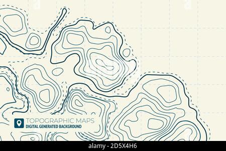 Map Line of Topography. Vector Abstract Topographic Map Concept with Space for Your Copy. Green Contours Vector Topography. Stock Vector