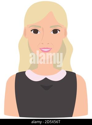 Beautiful smiling woman. Female character in cartoon style. Stock Vector