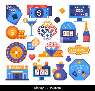 Gaming object - set of flat design style elements Stock Vector