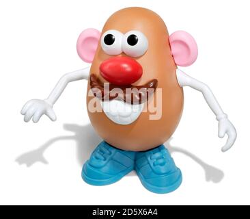 Mr Potato Head toy with no hat photographed on a white background Stock Photo