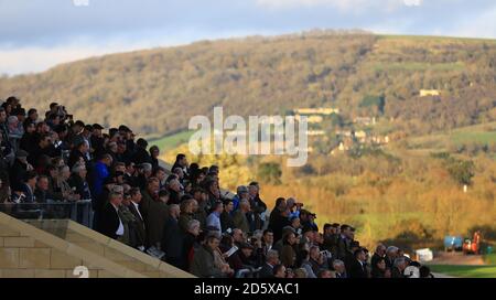 Racegoers in the Princess Royal stand during day two of the Showcase at Cheltenham Racecourse Stock Photo