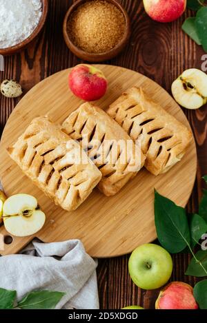 homemade Apple pies on a white background Stock Photo