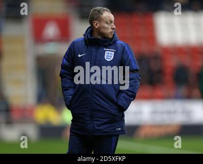 England's U-17 manager Steven Cooper during the match against Germany Stock Photo