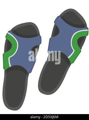 Sandals isolated on white background. Men's shoes in cartoon style. Stock Vector