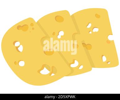 Pieces of cheese lying on top of each other. Milk product in cartoon style. Stock Vector