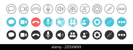 Set of icons for video call, for web conference or business webinar design. Stock Vector