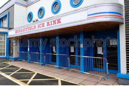 Exterior of entrance to Murrayfield Ice Rink building with Dreamachine ...