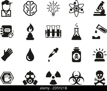 Chemistry Or Chemist Icons Black & White Set Big Stock Vector