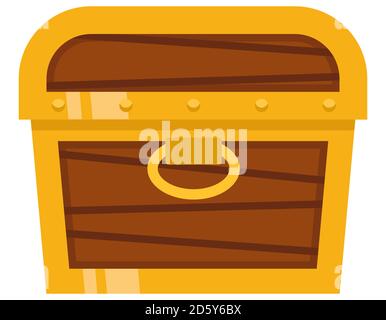Pirate treasure chest. Vintage wooden object in flat style. Stock Vector