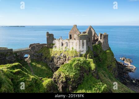 United Kingdom, Northern Ireland, County Antrim, View of Dunluce Castle Stock Photo