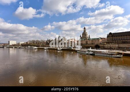 Germany, Saxony, Dresden, old town and Elbe river Stock Photo