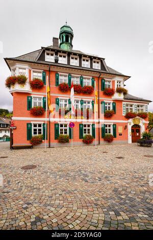 Colorful Town Hall in Lenzkirch, Baden Württemberg, Germany. Stock Photo