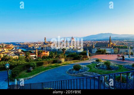 Italy, Florence, cityscape as seen from Piazzale Michelangelo Stock Photo
