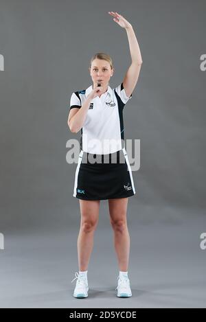 Umpire Jemma Carlton signalling start/restart of play Stock Photo - Alamy