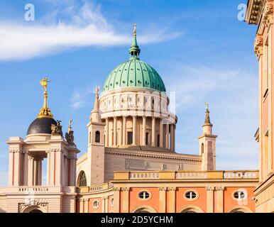 Germany, Potsdam, Potsdam City Palace with St. Nicholas Church in the background Stock Photo
