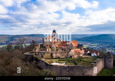 Germany, Hesse, Odenwaldkreis, Breuberg, Aerial view of Breuberg Castle Stock Photo