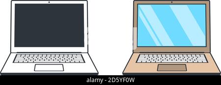 Abstarct open laptop - vintage vector illustration Stock Vector