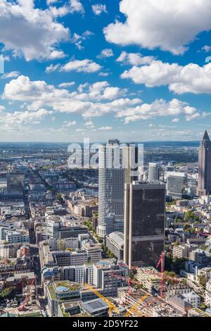 Germany, Frankfurt, view to the city with financial district from Maintower Stock Photo