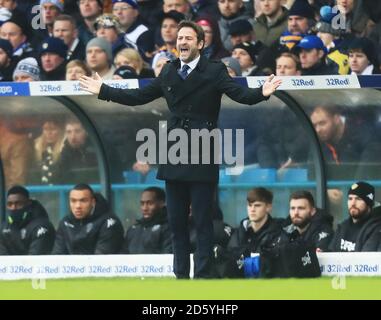 Leeds United Manager Thomas Christiansen. Leeds United's and Cardiff City's at Elland Road stadium. Stock Photo