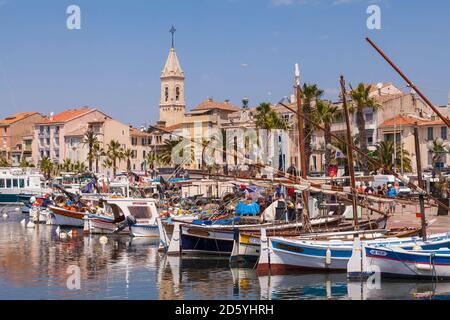 France, Provence-Alpes-Cote d'Azur, Department Var, Sanary-sur-Mer, Harbour Stock Photo