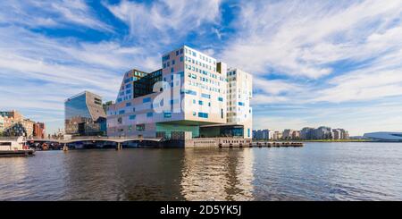 Netherlands, Amsterdam, view to Westerdok, IJDock and palace of justice in the background Stock Photo