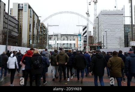 Fans arriving at the ground before the game 