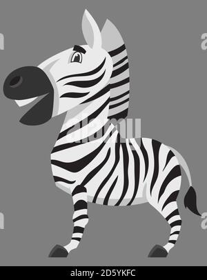 Standing zebra side view. African animal in cartoon style. Stock Vector