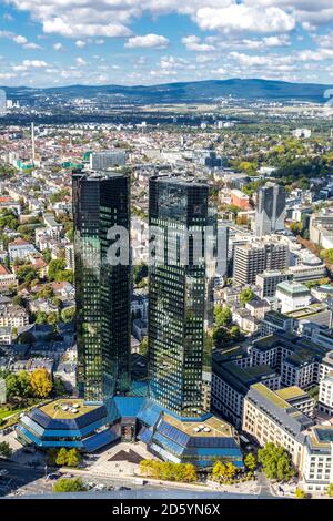 Germany, Hesse, Frankfurt, Cityscape with Deutsche Bank, high-rise buildings Stock Photo