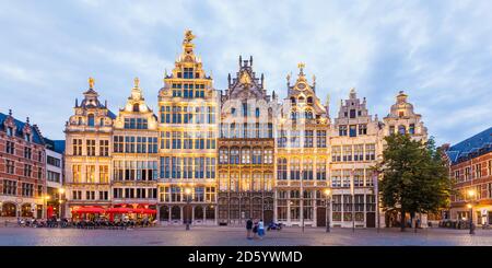 Belgium, Flanders, Antwerp, Old town, Great Market Square with guildhalls Stock Photo