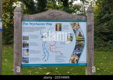 Map and information board for the Wychavon Way footpath in Vines Park, Droitwich Spa, Worcestershire, UK Stock Photo