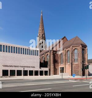 Germany, Bochum, view to Anneliese Brost Musikforum Ruhr and St Mary's Church Stock Photo