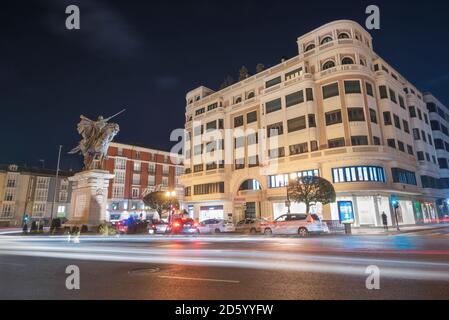 Spain, Burgos, city view at night Stock Photo
