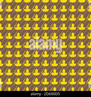 Vector seamless pattern texture background with geometric shapes, colored in yellow and brown colors. Stock Vector