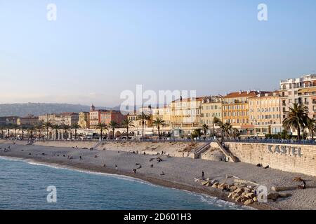 France, Nice, Promenade des Anglais, beach Stock Photo