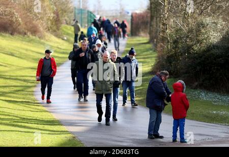 Fans make their way to the bet365 stadium before the match begins Stock Photo