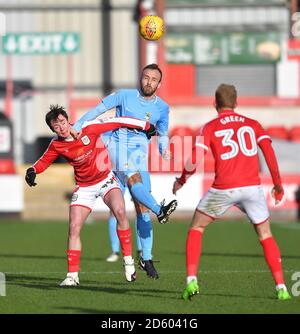 Coventry City's Liam Kelly battles with Crew Alexandra's Harry McKirdy Stock Photo