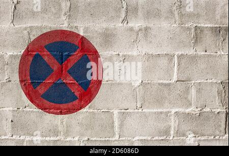 Spain, Andalusia, Tarifa, stopping restriction on stone wall Stock Photo