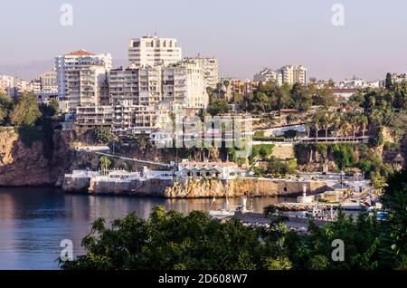 Turkey, Middle East, Antalya, Kaleici, City view with harbour Stock Photo
