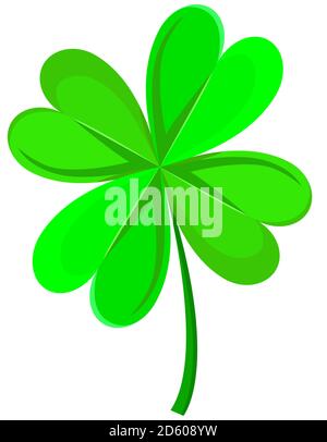 Symbol of good luck. Clover in cartoon style. Stock Vector