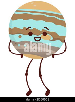 Jupiter in cartoon style. Cute space character. Stock Vector