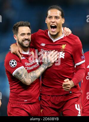 Virgil Van Dijk celebration at the end of the match between Villarreal
