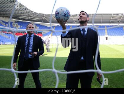 Assistant Referee Andrew Fox tests the goal line technology before kick off Stock Photo
