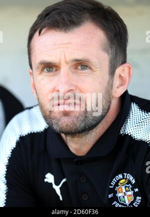 Luton Town manager Nathan Jones reacts after the final whistle during ...