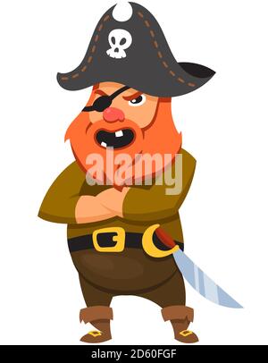 Pirate in cartoon style. Serious male character. Stock Vector