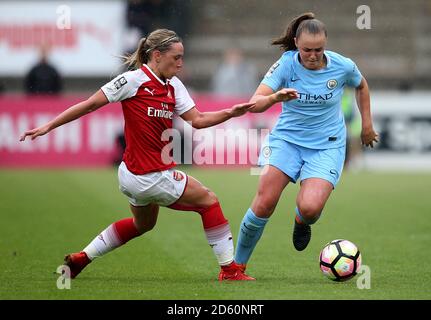 Manchester City's Georgia Stanway and Arsenal's Jordan Nobbs in action Stock Photo